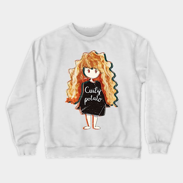 Curly Potato Girl Crewneck Sweatshirt by bluerockproducts